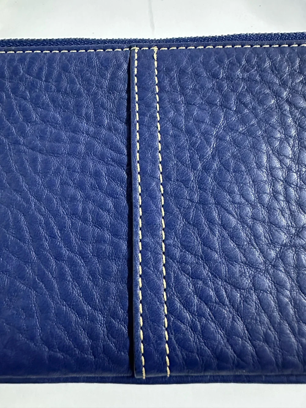 Coach Navy Pebbled Leather Wristlet